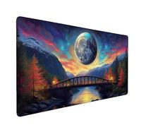Alfombrilla Ratón Grande XXL 900 x 400 mm Paisaje Lunar Mouse Pad Gaming, Alfombrilla Antideslizante,Tapete Escritorio con Bordes Cosidos, Desk Mat para Jugadores, Pc, Oficina Accesorios u-1267