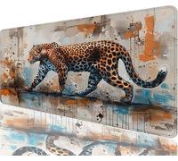 Alfombrilla Ratón Gris Alfombrilla Escritorio 600x400x3mm Tapete Gaming xxl Leopardo Tapete Escritorio Superficie Impermeable, Diseño Costura Doble Acabado Suave Duradero Decoraciones Navideñas N1-970