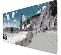 Alfombrilla Ratón Gris Alfombrilla Ratón XXL 1000x500 mm Puente Golden Gate Mouse Pad Gaming, Tapete Escritorio con Resistente al Agua, Antideslizante, Base de Goma y Bordes Cosidos, Oficina 6-964m