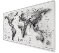 Alfombrilla Ratón Gris Alfombrilla Ratón XXL 600x300 mm Mapa del Mundo Mouse Pad Gaming, Tapete Escritorio con Resistente al Agua, Antideslizante, Base de Goma y Bordes Cosidos para Oficina 6-175c