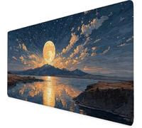 Alfombrilla Ratón Gris Alfombrilla Ratón XXL 800x400 mm Luna Mouse Pad Gaming, Tapete Escritorio con Resistente al Agua, Antideslizante, Base de Goma y Bordes Cosidos para Oficina Accesorios 6-4844e