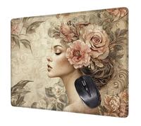 Alfombrilla Ratón Gris Mouse Pad Mujer Alfombrilla Escritorio, 29x24x0.3cm Tapete Rato, con Base de Goma Antideslizante, Mejora la precisión y la Velocidad Pequeña Mousepad Portátil para Gaming H0-195