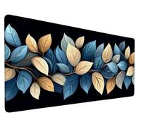 Alfombrilla Raton Hojas Alfombrilla Ratón XXL 23.6 x 11.8 Inch Mouse Pad Grande Gaming Azul, Superficie Impermeable, Base Goma Antideslizante y Bordes Cosidos, Desk Mat para Jugadores,PC, Model 975