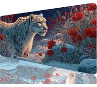 Alfombrilla Ratón Invierno Alfombrilla Escritorio 600x400x3mm Tapete Gaming xxl Leopardo Tapete Escritorio Impermeable, Diseño Costura Doble Acabado Suave y Duradero Decoraciones Navideñas N1-337