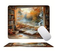 Alfombrilla Ratón Librería Bosque, Mouse Pad Pequeña Estampada de Alta Definición, Superficie de Microfibra, Base Goma Antideslizante, 3 mm Ultra Delgado Gaming Alfombrilla Ratón 420x350x3mm s0z-299