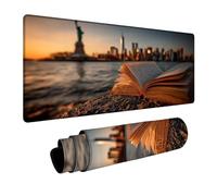 Alfombrilla Ratón Libro Alfombrilla Ratón XXL 40 x 90 x 0.3cm Impermeable Mousepad Estatua de la Libertad Bordes sellados Mayor precisión y Velocidad per Teclado Portatil Gaming Oficina DBYH-6224