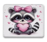 Alfombrilla Ratón, lindo Mouse Pad, Alfombrilla Escritorio para Computadora con Base de Goma Antideslizante y Bordes Cosidos Duradera, para Ratón con Cable o Inalámbrico PC, 23 x 18 cm, Mapache c0-525