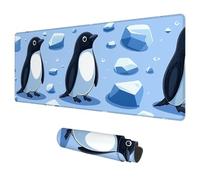 Alfombrilla Ratón Lindo Mouse Pad XXL 800x400 mm Pingüino Impermeable Mousepad Alfombrilla Gaming Tapete Escritorio de Goma Antideslizante Desk Mat con Bordes Cosidos para Oficina Regalo Hombre J-83