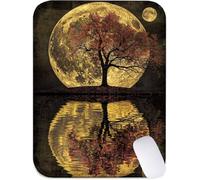 Alfombrilla Ratón Luna Alfombrilla Escritorio Impermeable, 240 x 200 mm Mini Mouse Pad Árbol Aprotector Escritorio Antideslizante, Mousepad para Ratón Inalámbrico, Viajes, Oficina, Portátil J2-444