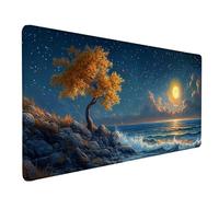 Alfombrilla Ratón Luna Alfombrilla Ratón XXL 80x30cm, Mouse Pad OcéAno Mousepad con Base de Goma Antideslizante, Impermeable Tapete Escritorio Accesorios Gaming para Gamers, PC, Regalo -lsy2603LP