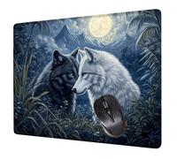 Alfombrilla Ratón Luna Mouse Pad Lobo Alfombrilla Escritorio, 40x30x0.3cm Tapete Rato, con Base de Goma Antideslizante, Mejora la precisión y la Velocidad Pequeña Mousepad Portátil para Gaming H0-643