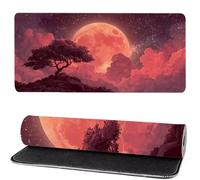Alfombrilla Raton Luna Roja, áRbol Mouse Pad 1200x600x3mm Gaming Mouse Pad, Superficie Inferior Antideslizante, Movimiento Ratón más Suave, Alfombrilla Escritorio, Mejora Precision y Velocidad ks-187