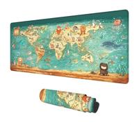 Alfombrilla Ratón Mapa Mundial Mouse Pad XXL 700x300 mm Retro Impermeable Mousepad Alfombrilla Gaming Tapete Escritorio de Goma Antideslizante Desk Mat con Bordes Cosidos para Regalo Hombre A-52