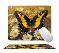 Alfombrilla Ratón Margarita Mariposa, Mouse Pad Pequeña Estampada de Alta Definición, Superficie de Microfibra, Base de Goma Antideslizante, 3 mm Ultra Delgado Alfombrilla Ratón 300x250x3mm s0z-310