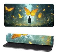 Alfombrilla Raton Mariposa, Chico Mouse Pad 800x400x3mm Gaming Mouse Pad, Superficie Inferior Antideslizante, Movimiento Ratón más Suave, Alfombrilla Escritorio, Mejora Precision y Velocidad ks-216