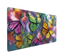 Alfombrilla Ratón Mariposa, Color Alfombrilla Escritorio 600x300x3mm, Mouse Pad con Bordes Cosidos, Protector Escritorio XXL Antideslizante, Accesorios Gaming, Desk Mat, para PC Oficina, Gaming Q-7295