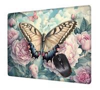 Alfombrilla Ratón Mariposa Mouse Pad Planta Alfombrilla Escritorio, 40x30x0.3cm Tapete Rato, con Base de Goma Antideslizante, Mejora la precisión Velocidad Pequeña Mousepad Portátil para Gaming H0-295
