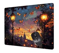 Alfombrilla Ratón Mariposa Mouse Pad Vista Nocturna Alfombrilla Escritorio, 40x30x0.3cm Tapete Rato, con Base de Goma Antideslizante, Mejora la precisión Velocidad Pequeña Mousepad Portátil H0-373