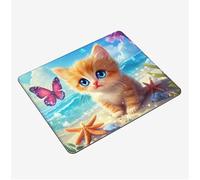 Alfombrilla Ratón Marrón Mini Mousepad 42x35cm, Gato Alfombrilla Gaming, Tapete Escritorio con Bordes Cosidos, Protector Escritorio con Base Goma Antideslizante Oficina Accesorios Gaming S0-58