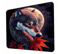 Alfombrilla Ratón, Mouse Pad Animal con Base de Goma Antideslizante y Bordes Cosidos Duradera y Cómoda, Pequeño Alfombrilla Escritorio Portátil 260 x 210 mm para Oficina, Estudio, Lobo (4) J0-232