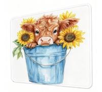 Alfombrilla Ratón, Mouse Pad Animal con Base de Goma Antideslizante y Bordes Cosidos Duradera y Cómoda, Pequeño Alfombrilla Escritorio 340 x 280 mm para Oficina, Estudio, Ganado Tierras Altas J0-211