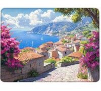 Alfombrilla Ratón, Mouse Pad Base de Goma Antideslizante, Superficie Resistente a Salpicaduras, Duraderos Alfombrilla Escritorio, Portátil Oficin 360 x 300 mm Pueblo Pequeño Junto Al Mar w0j-756