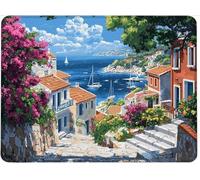 Alfombrilla Ratón, Mouse Pad Base de Goma Antideslizante, Superficie Resistente a Salpicaduras, Duraderos Alfombrilla Escritorio, Portátil Oficin 300 x 250 mm Junto Al Mar Pueblo Pequeño w0j-422