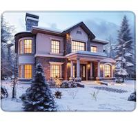 Alfombrilla Ratón, Mouse Pad Base de Goma Antideslizante, Superficie Resistente a Salpicaduras, Duraderos Alfombrilla Escritorio, Portátil Pequeña Oficin 520 x 250 mm Paisaje Nevado Cabaña w0j-596