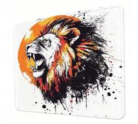 Alfombrilla Ratón, Mouse Pad Blanca con Base de Goma Antideslizante y Bordes Cosidos Duradera y Cómoda, Pequeño Alfombrilla Escritorio Portátil 260 x 210 mm para Oficina, Estudio, Juegos león J0-57
