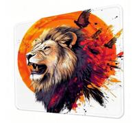 Alfombrilla Ratón, Mouse Pad blanca con Base de Goma Antideslizante y Bordes Cosidos Duradera y Cómoda, Pequeño Alfombrilla Escritorio Portátil 340 x 280mm para Oficina, Estudio, Juegos León (2) J0-56
