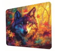 Alfombrilla Ratón, Mouse Pad color naranja con Base de Goma Antideslizante y Bordes Cosidos Duradera y Cómoda, Pequeño Alfombrilla Escritorio 340 x 280 mm para Oficina, Estudio, Juegos Lobo (2) J0-151