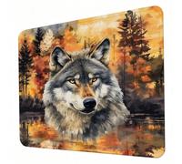 Alfombrilla Ratón, Mouse Pad Color Naranja con Base de Goma Antideslizante y Bordes Cosidos Duradera y Cómoda, Pequeño Alfombrilla Escritorio 300 x 250 mm para Oficina, Estudio, Juegos Lobo J0-152