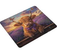 Alfombrilla Ratón, Mouse Pad con Base de Goma Antideslizante, Superficie Resistente a Salpicaduras con Bordes Cosidos, Hogar, Oficina, Portátil, 230x180x3mmGanado de Las Tierras Altas Lindo S0-195