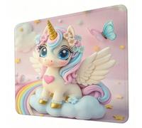 Alfombrilla Ratón, Mouse Pad rosa con Base de Goma Antideslizante y Bordes Cosidos Duradera y Cómoda, Pequeño Alfombrilla Escritorio Portátil 340 x 280mm para Oficina, Estudio, Juegos unicornio J0-281