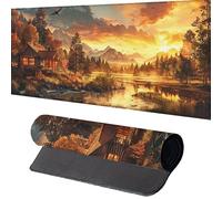 Alfombrilla Ratón n XXL 900 x 400 x 3mm, Paisaje Mouse Pad Amarillo Alfombrilla Escritorio con Superficie Suave y Base de Goma Antideslizante, Gaming Mousepad Mejora La Precisión y La Velocidad Y-O