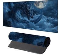 Alfombrilla Ratón n XXL 900x400mm, DragóN Mouse Pad Negro Alfombrilla Escritorio con Superficie Suave y Base de Goma Antideslizante, Gaming Mousepad Mejora La Precisión y La Velocidad W-A