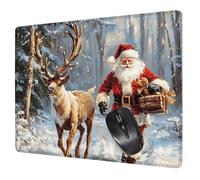 Alfombrilla Ratón Navidad Mouse Pad Ciervo Alfombrilla Escritorio, 24x20x0.3cm Tapete Rato, con Base de Goma Antideslizante, Mejora la precisión Velocidad Pequeña Mousepad Portátil para Gaming H0-657