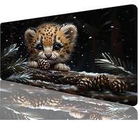 Alfombrilla Ratón Negro Alfombrilla Escritorio 800x300x3mm Tapete Gaming xxl Leopardo Tapete Escritorio Superficie Impermeable,Diseño Costura Doble Acabado Suave Duradero Decoraciones Navideñas N1-926