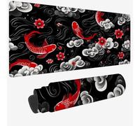 Alfombrilla Ratón Negro, Alfombrilla Ratón 900x400x3mm, Mouse Pad Gaming pez Tapete Escritorio, Mouse Pad con Impermeable y Base Goma Antideslizante, Mousepad Bordes Cosidos para Gaming, Oficina W-51