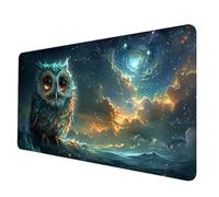 Alfombrilla Ratón Negro Alfombrilla Raton XXL 600 x 300 mm, Impermeable Mouse Pad BúHo Mousepad con 3MM Bordes Cosidos Base de Goma Antideslizante Accesorios Gaming para Jugadores, Regalo -hjw25062R