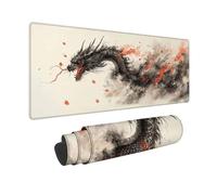 Alfombrilla Ratón Negro Alfombrilla Ratón XXL 600 x 300 mm, Mouse Pad DragóN Mousepad con Base de Goma Antideslizante, Impermeable Tapete Escritorio Accesorios Gaming para Gamers, PC -hjw2601CU