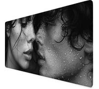 Alfombrilla Ratón Negro Alfombrilla Ratón XXL 600x300 mm Parejas Mouse Pad Gaming, Tapete Escritorio con Resistente al Agua, Antideslizante, Base de Goma y Bordes Cosidos para Oficina Accesorios r590e