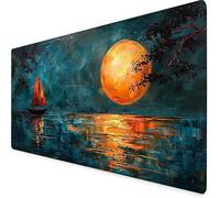 Alfombrilla Ratón Negro Alfombrilla Ratón XXL 60x30cm, Mouse Pad Luna Mousepad con Base de Goma Antideslizante, Impermeable Tapete Escritorio Accesorios Gaming para Gamers, Regalo Mujer -yym2509FR