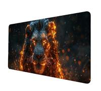Alfombrilla Ratón Negro Alfombrilla Raton XXL 800 x 300 mm, Impermeable Mouse Pad LeóN Mousepad con 3MM Bordes Cosidos Base de Goma Antideslizante Accesorios Gaming para Jugadores, Regalo -hjw2506E1