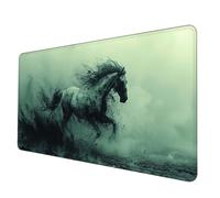 Alfombrilla Ratón Negro Alfombrilla Raton XXL 800 X 400 mm, Impermeable Mouse Pad Caballo Mousepad con 3MM Bordes Cosidos Base de Goma Antideslizante Accesorios Gaming para Jugadores -hjw2506HP