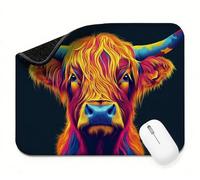 Alfombrilla Ratón Negro Buey, Alfombrilla Escritorio Pequeña 340 x 280 x 3 mm Mouse Pad Impermeable, Bordes Cosidos, Base Goma Antideslizante, Portátil, Diseño Fresco y Moderno Regalo Hombre t0s-4