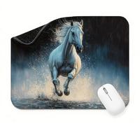 Alfombrilla Ratón Negro Caballo(4), Alfombrilla Escritorio Pequeña 200 x 150 x 3 mm Mouse Pad Impermeable, Bordes Cosidos, Base Goma Antideslizante, Diseño Fresco y Moderno Regalo Hombre t0s-170