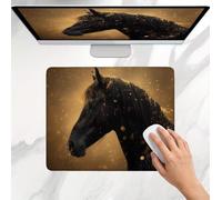 Alfombrilla Ratón Negro Caballo, Alfombrilla Gaming 32 x 26 cm, Mousepad Delgado, Superficie Ultra-Suave, Bordes Anti-Deshilachado, Base de Goma Antideslizante, para Portátil, Oficina, Home j0j-1