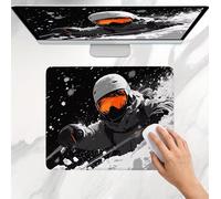 Alfombrilla Ratón Negro esquí, Alfombrilla Gaming 32 x 26 cm, Mousepad Delgado, Superficie Ultra-Suave, Bordes Anti-Deshilachado, Base Goma Antideslizante, para Portátil, Oficina, Home, Office j0j-1