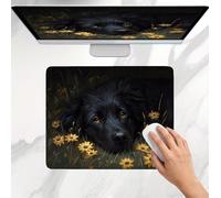 Alfombrilla Ratón Negro Perro, Alfombrilla Gaming 32 x 26 cm, Mousepad Delgado, Superficie Ultra-Suave, Bordes Anti-Deshilachado, Base Goma Antideslizante, para Portátil, Oficina, Home, Office j0j-1